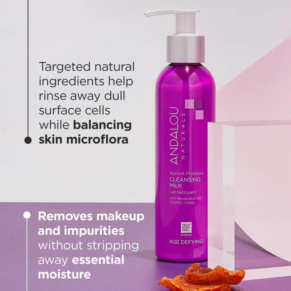Andalou Naturals Probiotic Cleansing Milk Apricot Facial Cleanser 6 Fl Oz